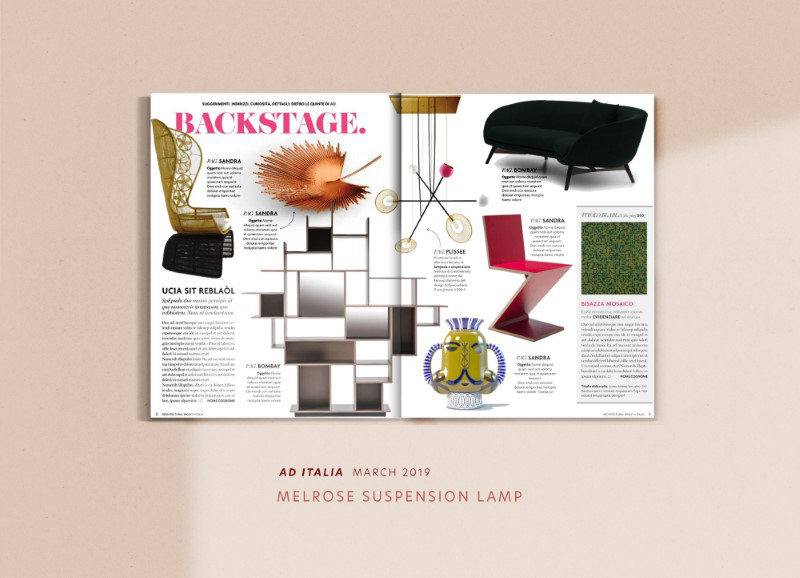 Ad magazine with creativemary's melrose suspension lamp